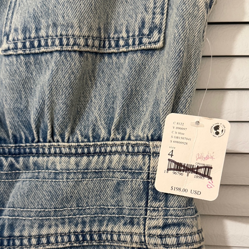 We The Free Light Blue Denim Wide Leg Overalls jumpsuit - Picture 3 of 8
